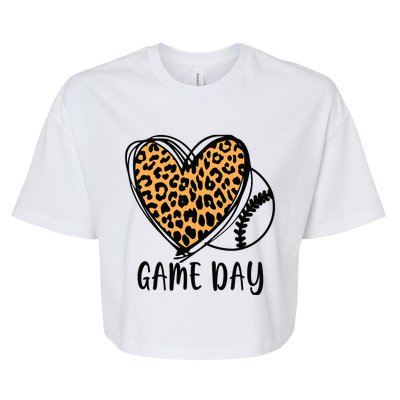 Game Day Baseball Life Softball Life Leopard Mothers Day Mom Bella+Canvas Jersey Crop Tee