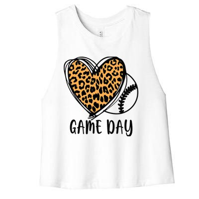 Game Day Baseball Life Softball Life Leopard Mothers Day Mom Women's Racerback Cropped Tank