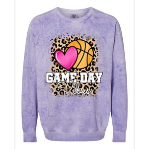 Game Day Basketball Leopard Print Women Girls Basketball Colorblast Crewneck Sweatshirt