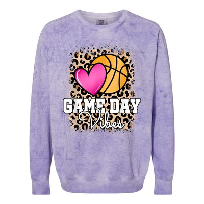 Game Day Basketball Leopard Print Women Girls Basketball Colorblast Crewneck Sweatshirt