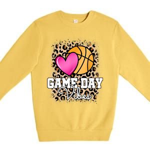 Game Day Basketball Leopard Print Women Girls Basketball Premium Crewneck Sweatshirt