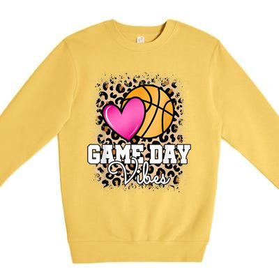 Game Day Basketball Leopard Print Women Girls Basketball Premium Crewneck Sweatshirt