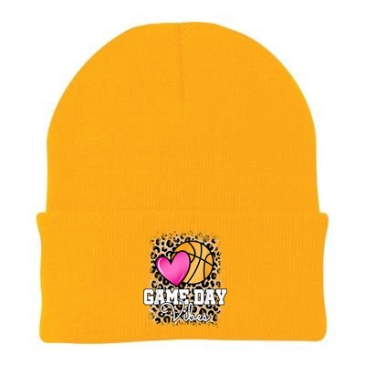 Game Day Basketball Leopard Print Women Girls Basketball Knit Cap Winter Beanie