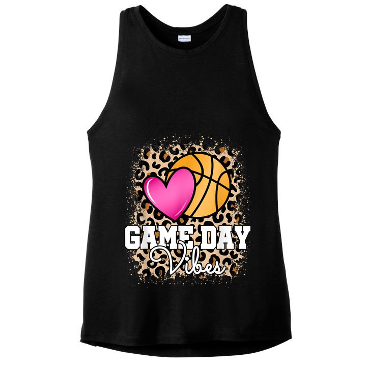 Game Day Basketball Leopard Print Women Girls Basketball Ladies PosiCharge Tri-Blend Wicking Tank