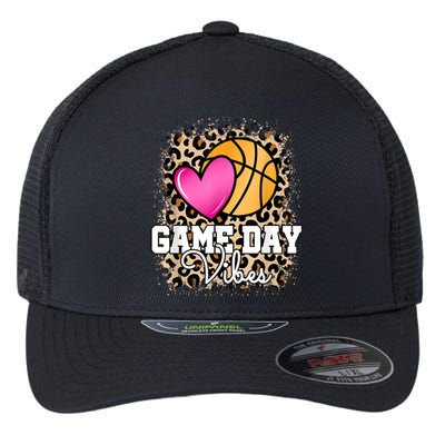 Game Day Basketball Leopard Print Women Girls Basketball Flexfit Unipanel Trucker Cap