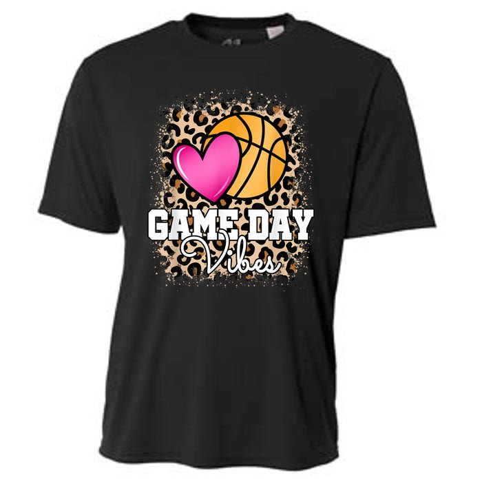 Game Day Basketball Leopard Print Women Girls Basketball Cooling Performance Crew T-Shirt