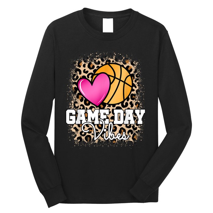 Game Day Basketball Leopard Print Women Girls Basketball Long Sleeve Shirt