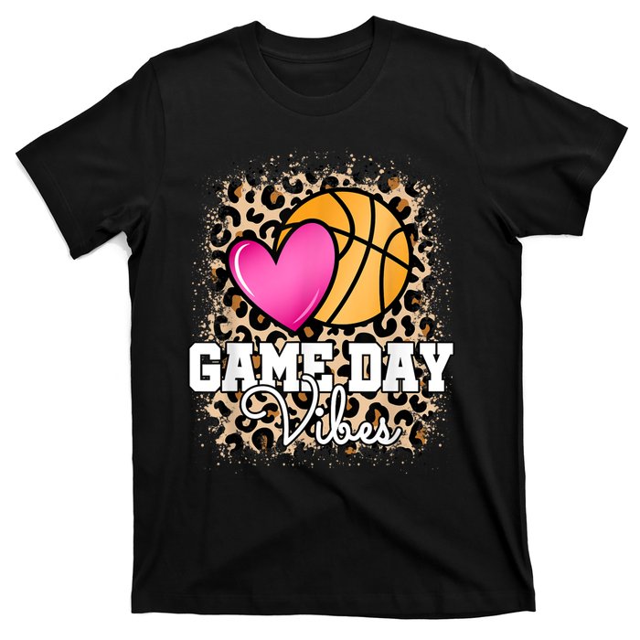 Game Day Basketball Leopard Print Women Girls Basketball T-Shirt