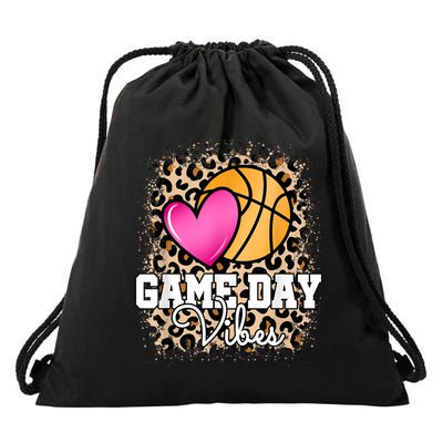 Game Day Basketball Leopard Print Women Girls Basketball Drawstring Bag