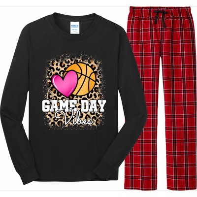 Game Day Basketball Leopard Print Women Girls Basketball Long Sleeve Pajama Set