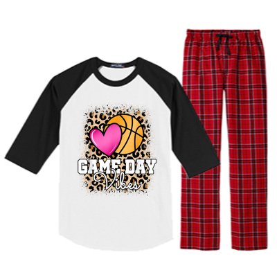 Game Day Basketball Leopard Print Women Girls Basketball Raglan Sleeve Pajama Set