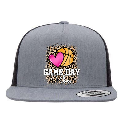 Game Day Basketball Leopard Print Women Girls Basketball Flat Bill Trucker Hat