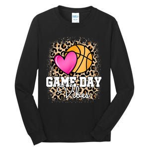 Game Day Basketball Leopard Print Women Girls Basketball Tall Long Sleeve T-Shirt