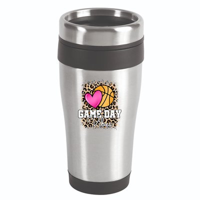 Game Day Basketball Leopard Print Women Girls Basketball 16oz Travel Tumbler