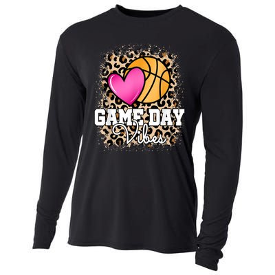 Game Day Basketball Leopard Print Women Girls Basketball Cooling Performance Long Sleeve Crew