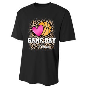 Game Day Basketball Leopard Print Women Girls Basketball Performance Sprint T-Shirt