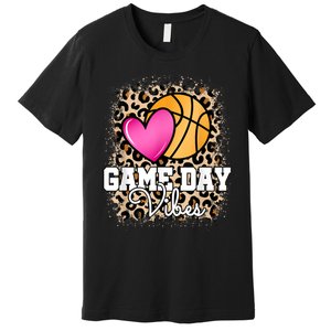 Game Day Basketball Leopard Print Women Girls Basketball Premium T-Shirt