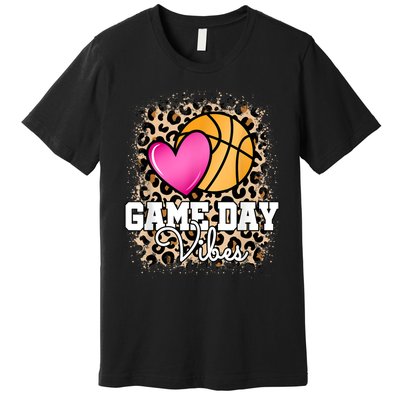 Game Day Basketball Leopard Print Women Girls Basketball Premium T-Shirt