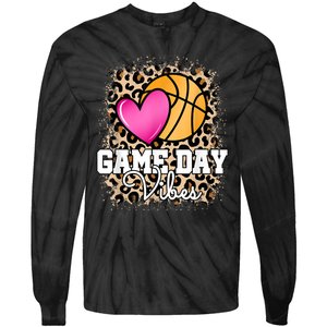 Game Day Basketball Leopard Print Women Girls Basketball Tie-Dye Long Sleeve Shirt