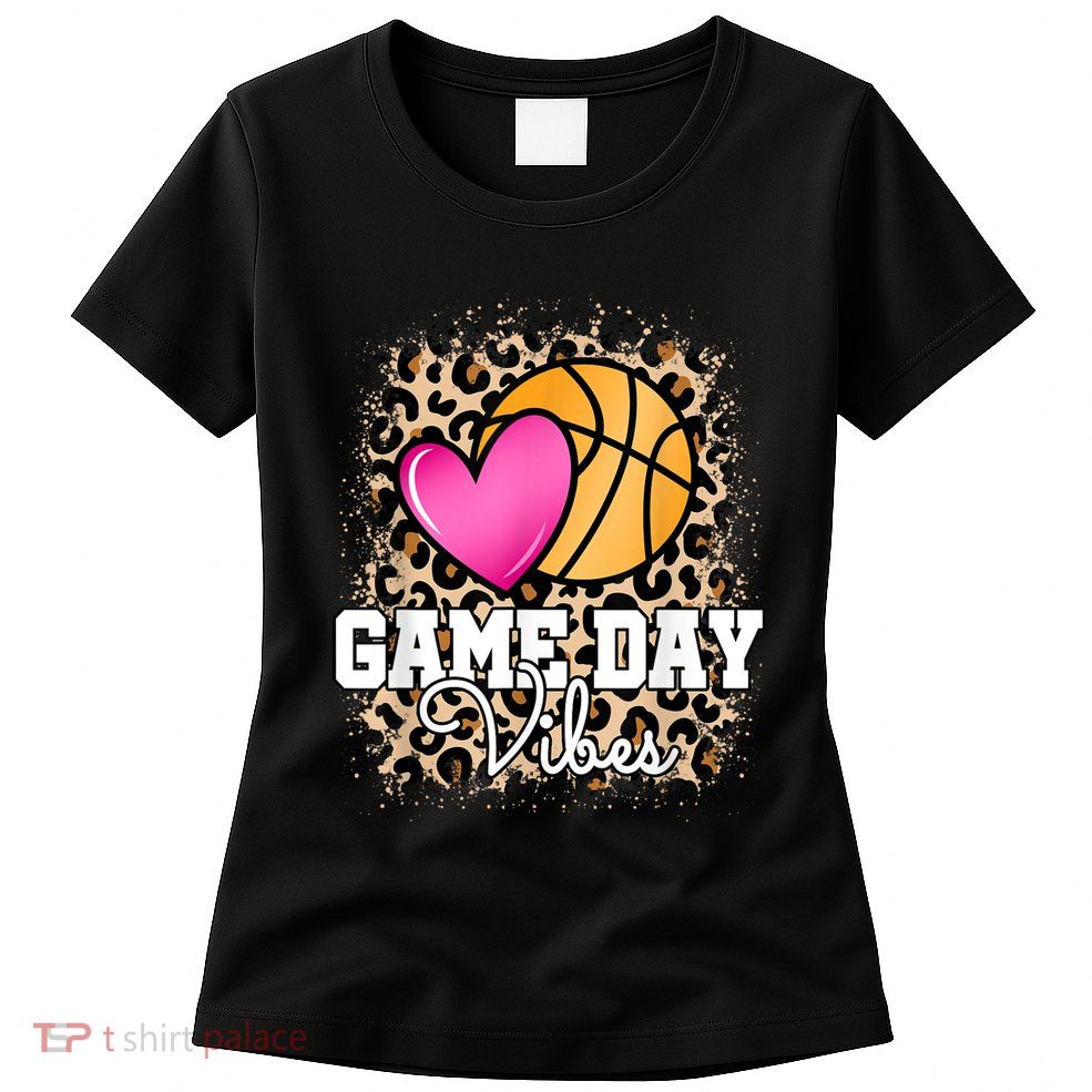 Game Day Basketball Leopard Print Women Girls Basketball Womens T-Shirt