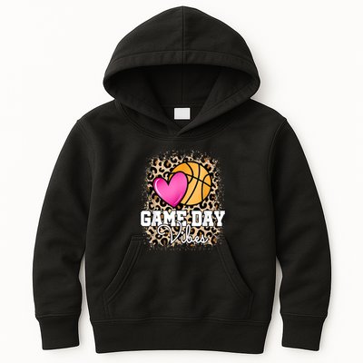 Game Day Basketball Leopard Print Women Girls Basketball Kids Hoodie