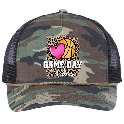 Game Day Basketball Leopard Print Women Girls Basketball Retro Rope Trucker Hat Cap