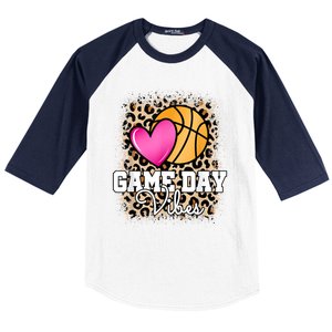 Game Day Basketball Leopard Print Women Girls Basketball Baseball Sleeve Shirt