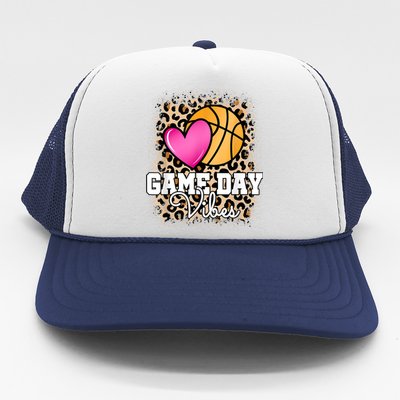 Game Day Basketball Leopard Print Women Girls Basketball Trucker Hat