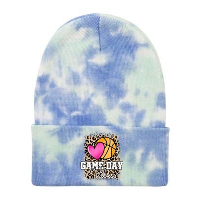 Game Day Basketball Leopard Print Women Girls Basketball Tie Dye 12in Knit Beanie