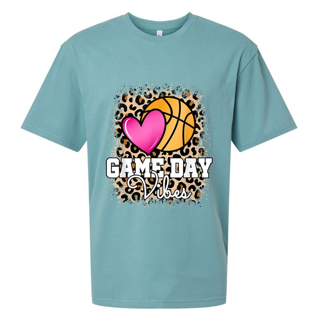 Game Day Basketball Leopard Print Women Girls Basketball Sueded Cloud Jersey T-Shirt