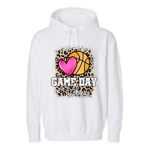 Game Day Basketball Leopard Print Women Girls Basketball Garment-Dyed Fleece Hoodie