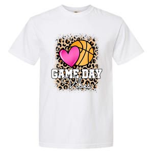 Game Day Basketball Leopard Print Women Girls Basketball Garment-Dyed Heavyweight T-Shirt