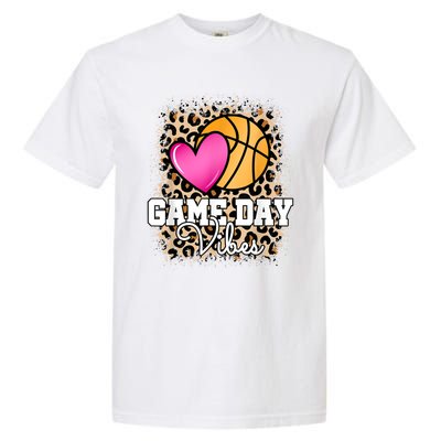 Game Day Basketball Leopard Print Women Girls Basketball Garment-Dyed Heavyweight T-Shirt