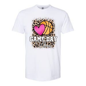 Game Day Basketball Leopard Print Women Girls Basketball Softstyle CVC T-Shirt