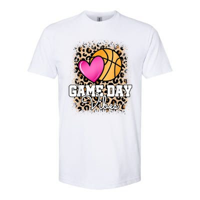 Game Day Basketball Leopard Print Women Girls Basketball Softstyle CVC T-Shirt