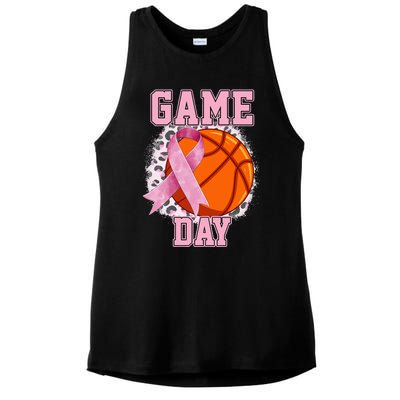 Game Day Breast Cancer Awareness Basketball Tackle Cancer Ladies PosiCharge Tri-Blend Wicking Tank