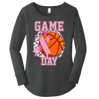 Game Day Breast Cancer Awareness Basketball Tackle Cancer Women's Perfect Tri Tunic Long Sleeve Shirt