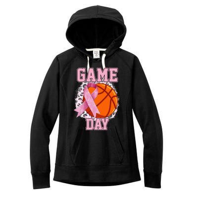 Game Day Breast Cancer Awareness Basketball Tackle Cancer Women's Fleece Hoodie