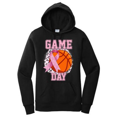 Game Day Breast Cancer Awareness Basketball Tackle Cancer Women's Pullover Hoodie