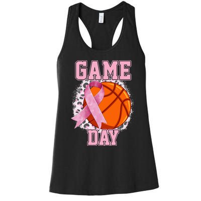 Game Day Breast Cancer Awareness Basketball Tackle Cancer Women's Racerback Tank