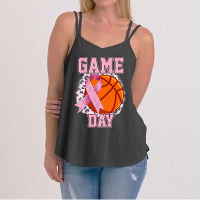 Game Day Breast Cancer Awareness Basketball Tackle Cancer Women's Strappy Tank