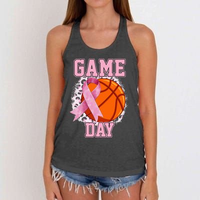 Game Day Breast Cancer Awareness Basketball Tackle Cancer Women's Knotted Racerback Tank