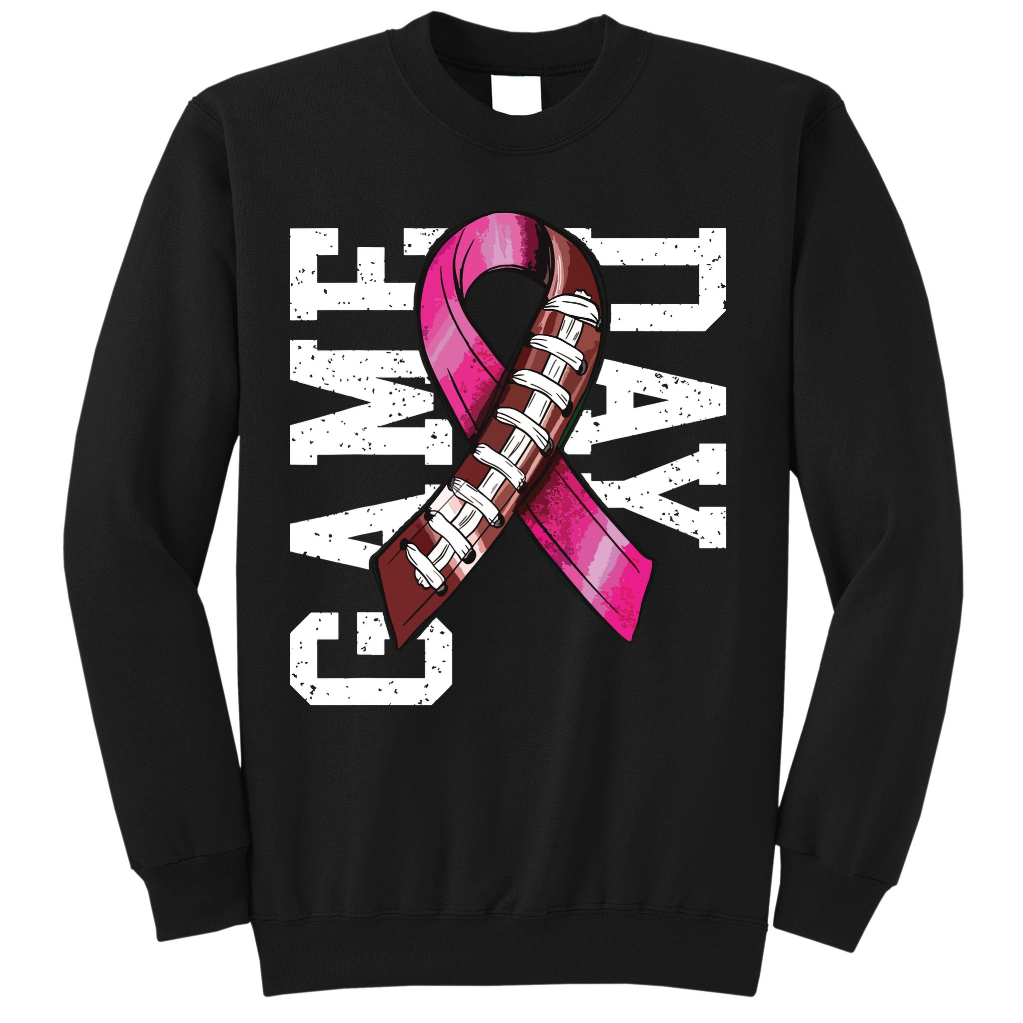 Game Day Breast Cancer Awareness Pink Football Ribbon Sweatshirt