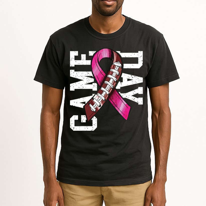 Game Day Breast Cancer Awareness Pink Football Ribbon Tall T-Shirt