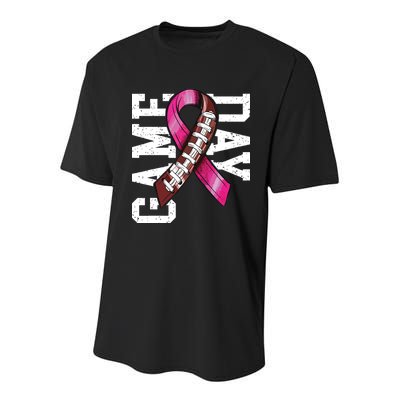 Game Day Breast Cancer Awareness Pink Football Ribbon Youth Performance Sprint T-Shirt