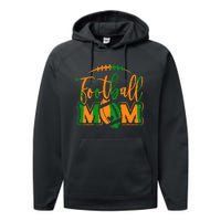 Game Day Black And Orange High School Football Football Mom Performance Fleece Hoodie