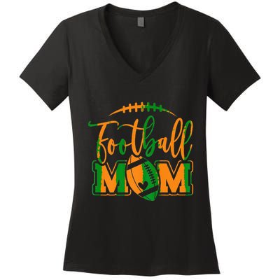 Game Day Black And Orange High School Football Football Mom Women's V-Neck T-Shirt