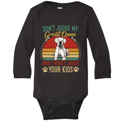 Great Dane Breeders Gentle Dog Fur Parent German Mastiff Baby Long Sleeve Bodysuit