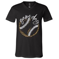 Game Day Baseball Baseball Life Softball Life For Mom V-Neck T-Shirt