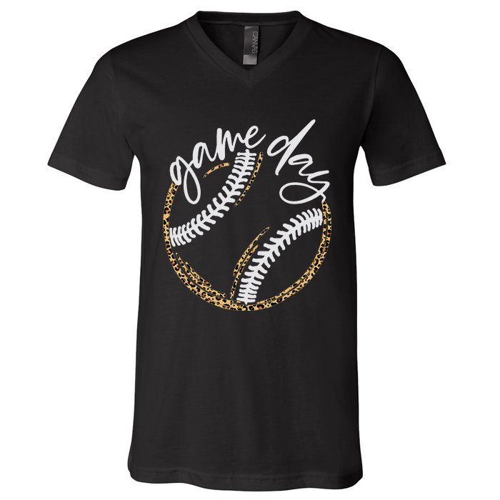 Game Day Baseball Baseball Life Softball Life For Mom V-Neck T-Shirt